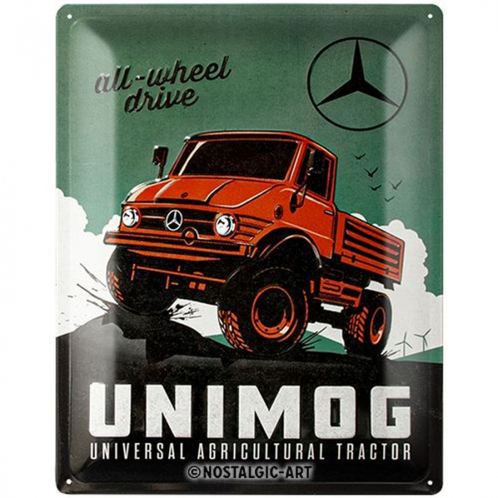 Blechschild Mercedes Unimog rot 1